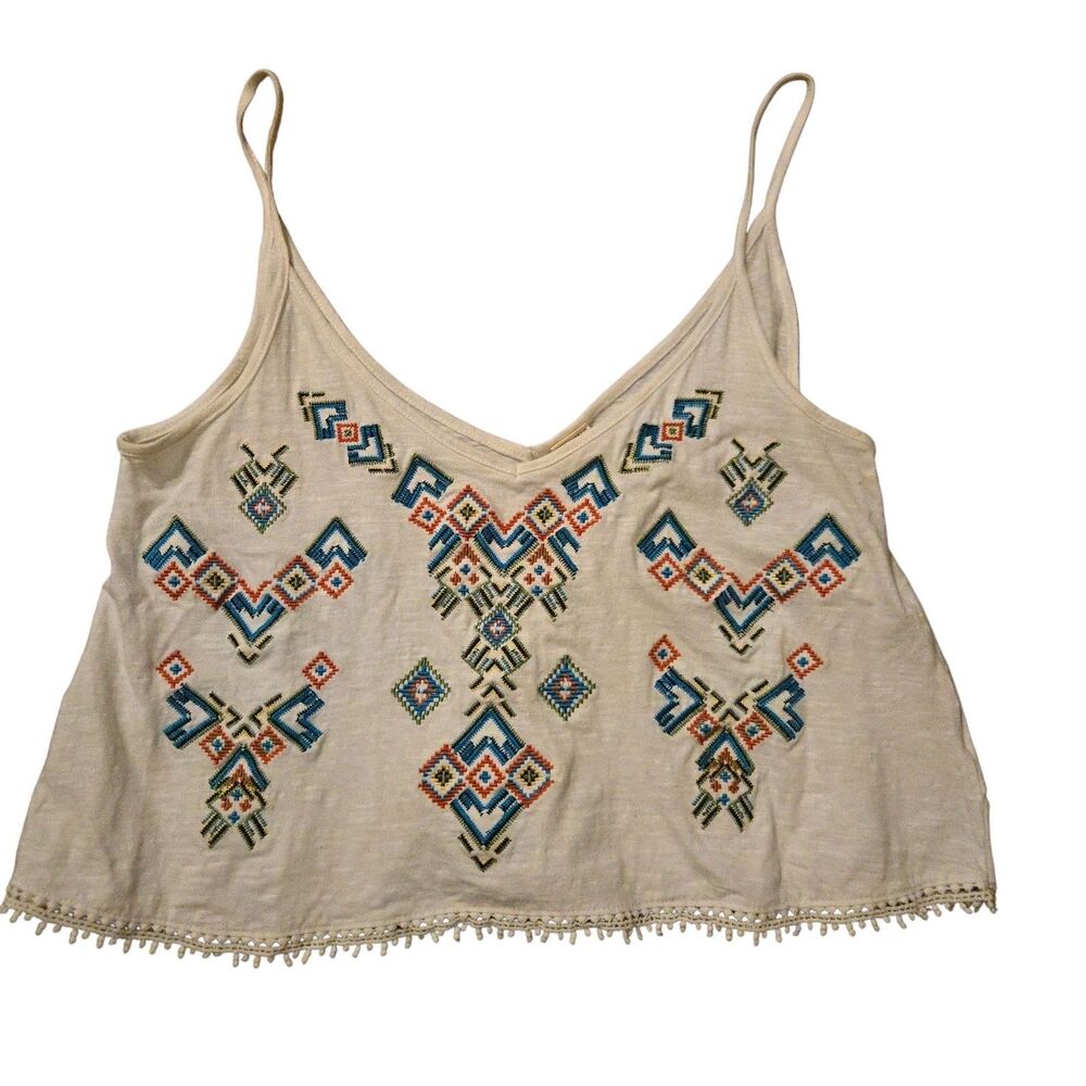 Y2K Darling Blue M Croped T Shirt India Cotton Aztec Ethnic Boho Hippie Summer